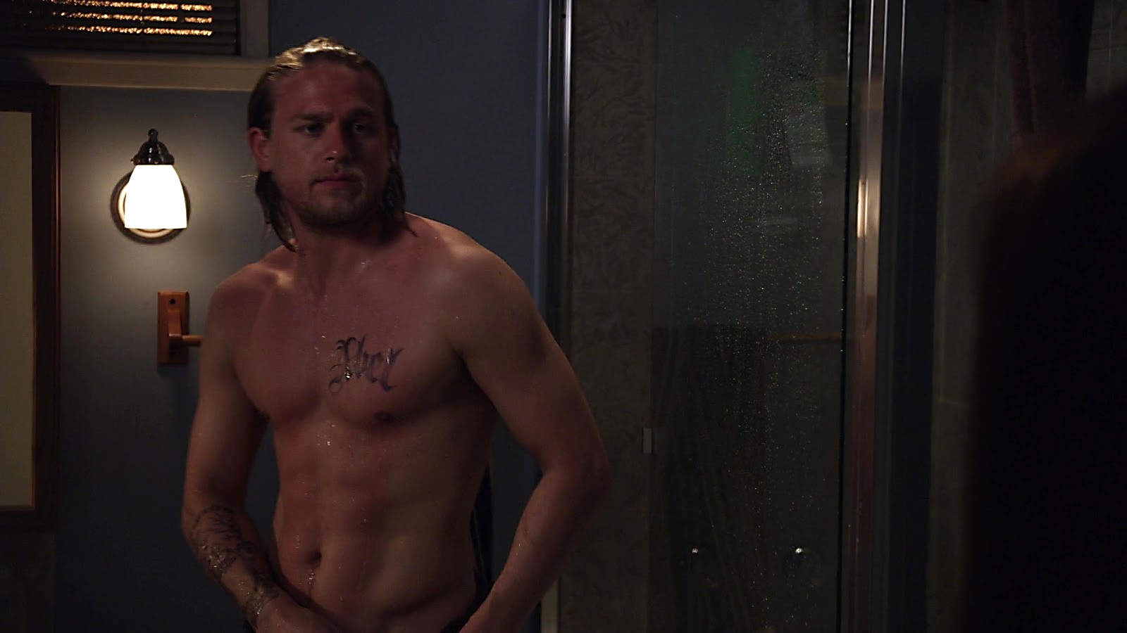 Charlie Hunnam sexy shirtless scene March 30, 2020, 6am