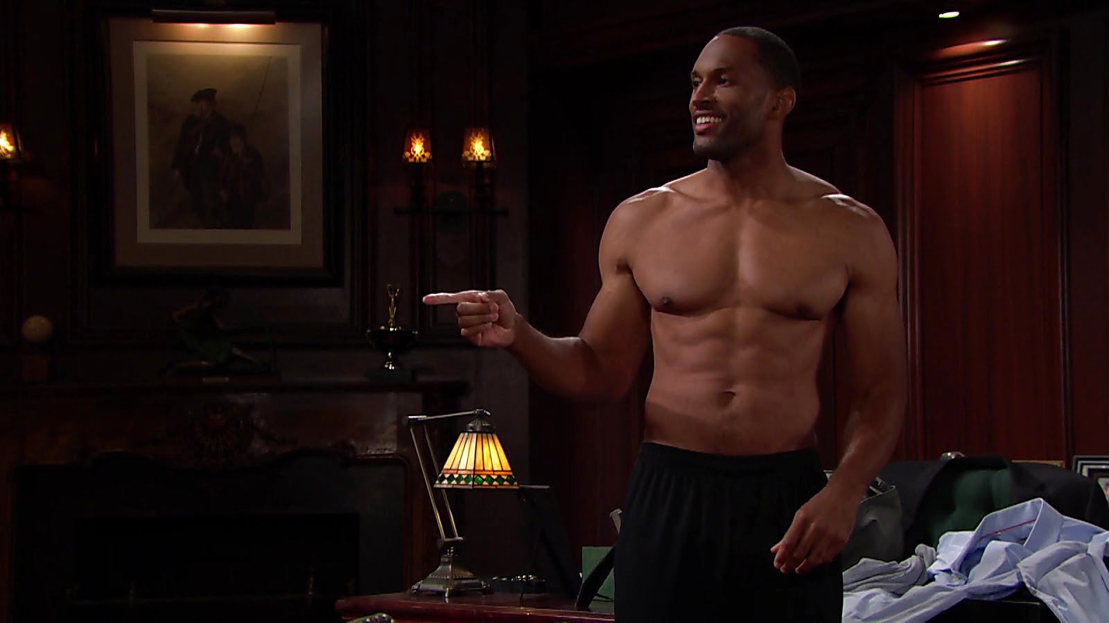 Lawrence Saint Victor sexy shirtless scene August 25, 2020, 9am