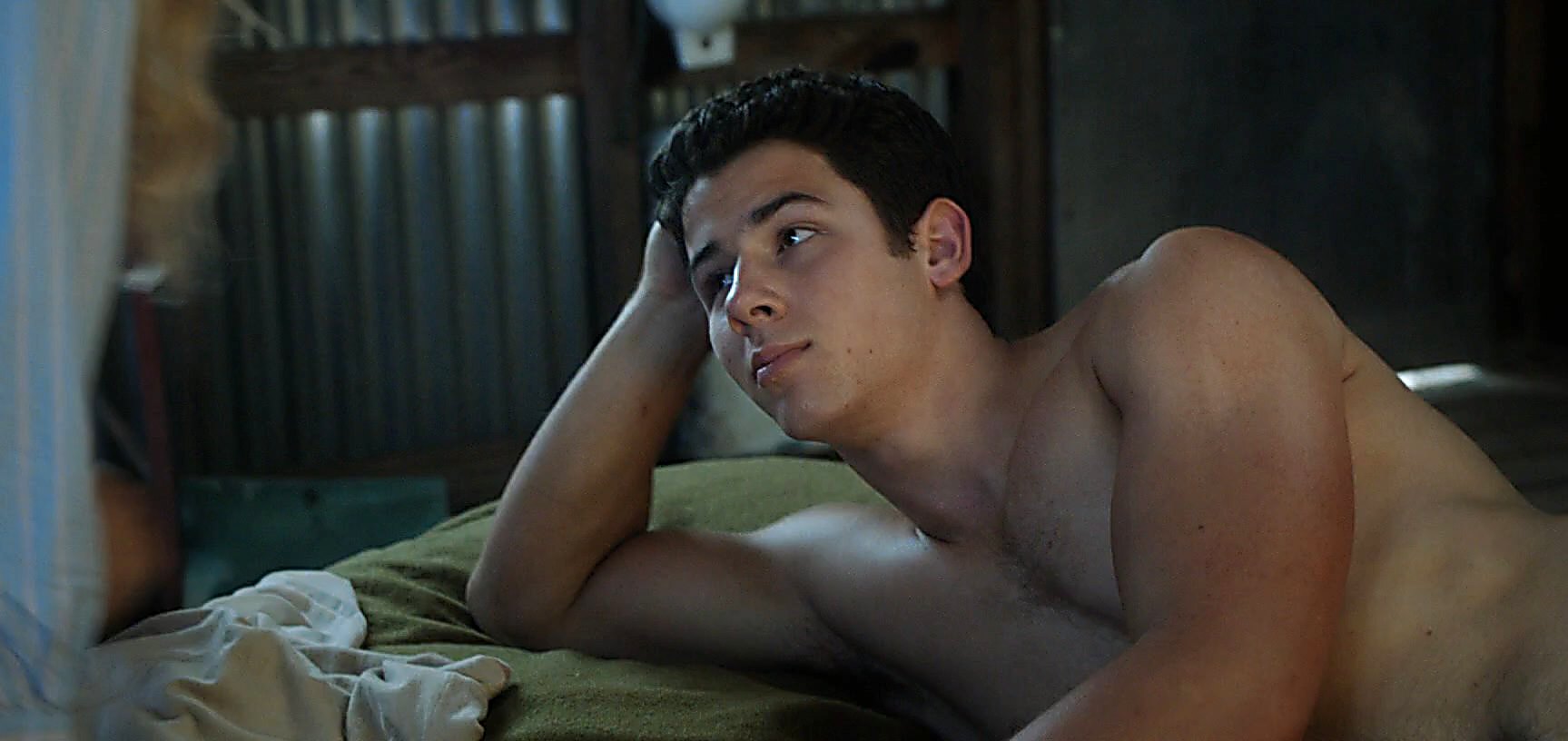 Nick Jonas sexy shirtless scene April 1, 2015, 3pm