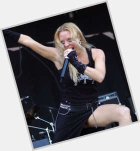 Angela Gossow Slim body,  dyed blonde hair & hairstyles