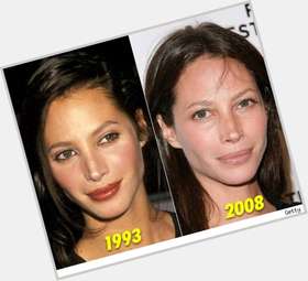 Christy Turlington Slim body,  dark brown hair & hairstyles