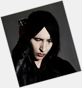 Marilyn Manson Slim body,  dyed black hair & hairstyles