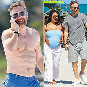 Shirtless David Guetta Enjoys Beach Day with Pregnant Girlfriend Jessica Ledon