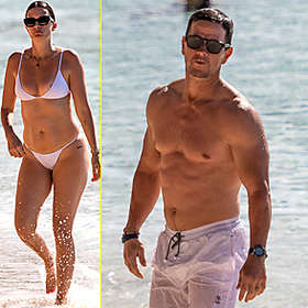 Mark Wahlberg and Wife Rhea Flaunt Matching White Swimsuits on Barbados Beach Day